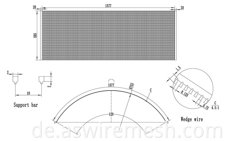 Wedge Wire filter Static Sieve Bend Screen For Water and Effluent Treatment